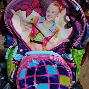 Colorful JOJO Kids Backpack with Pink & Blue Heart Design